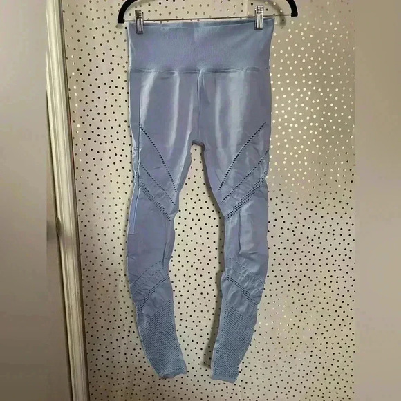 ALO Yoga Pants - ALO Yoga Sky Blue Textured High-Waist Leggings